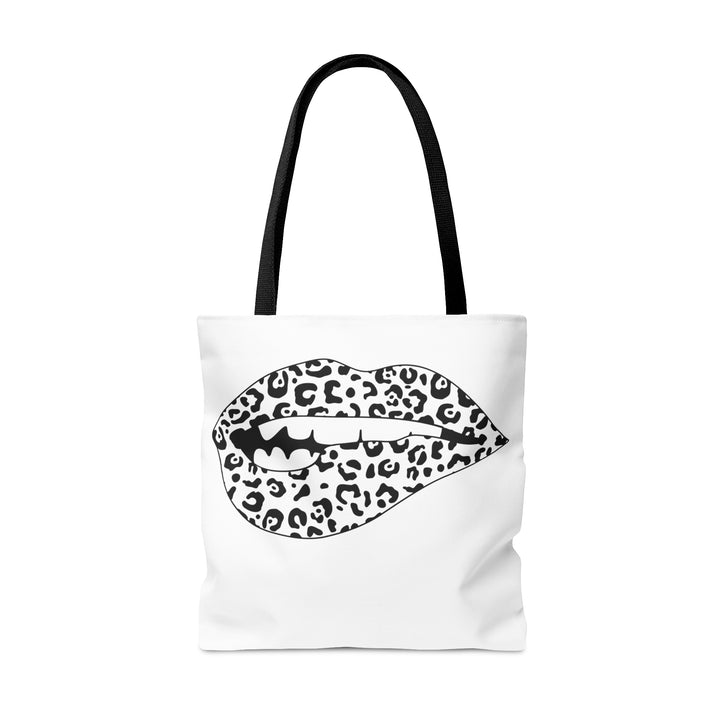 Black Leopard Lips Tote Bag