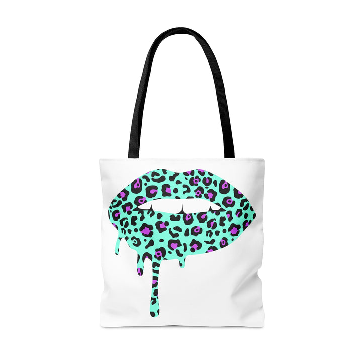 Aqua Leopard Lips Tote Bag