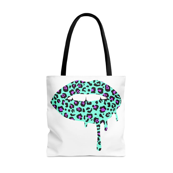 Aqua Leopard Lips Tote Bag