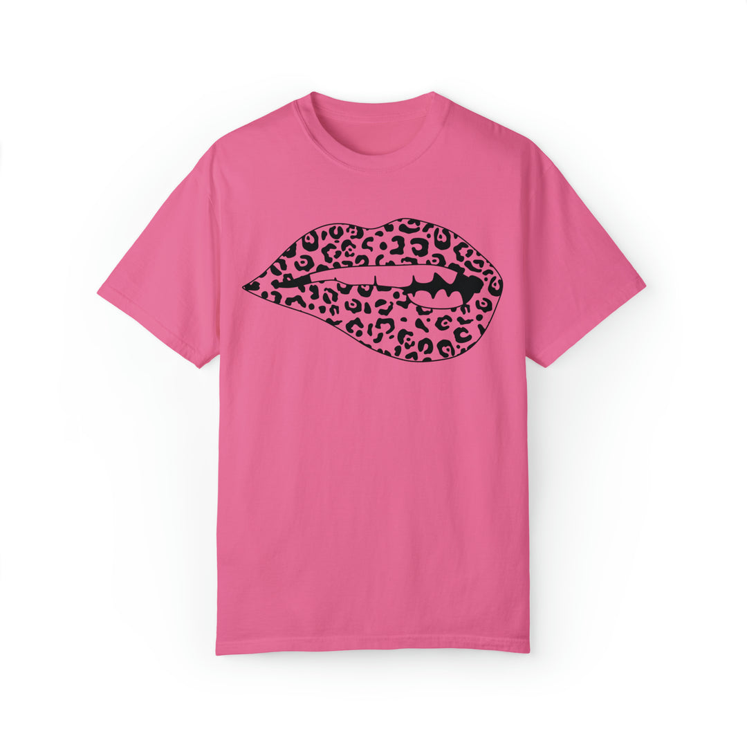 Black Leopard Lips Tee-comfort colors 1717