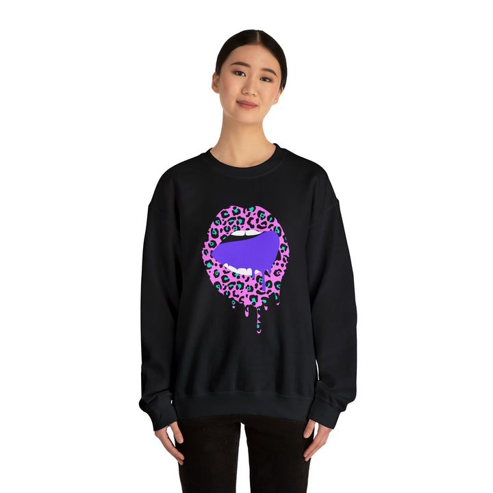 Purple/Pink Leopard Mouth Crewneck Sweatshirt