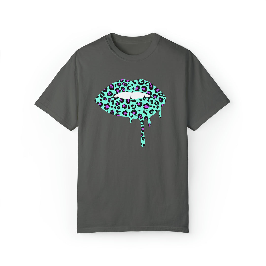 Aqua -Leopard Lips Tee-comfort colors 1717