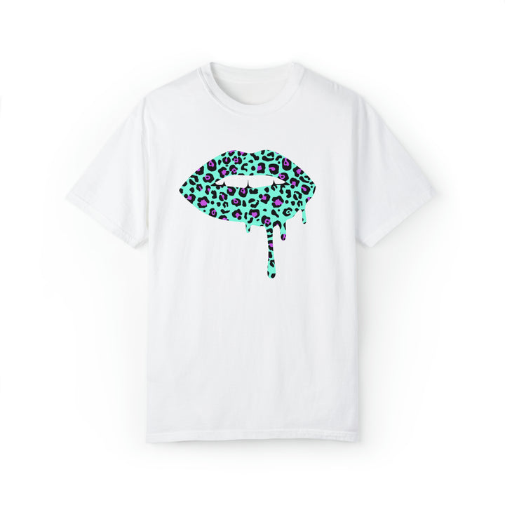 Aqua -Leopard Lips Tee-comfort colors 1717