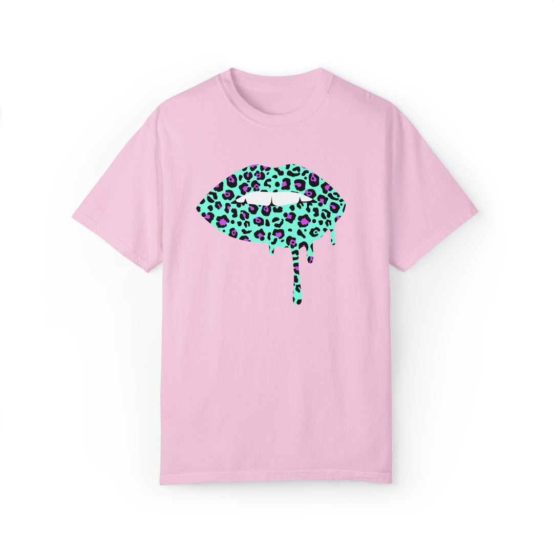 Aqua -Leopard Lips Tee-comfort colors 1717